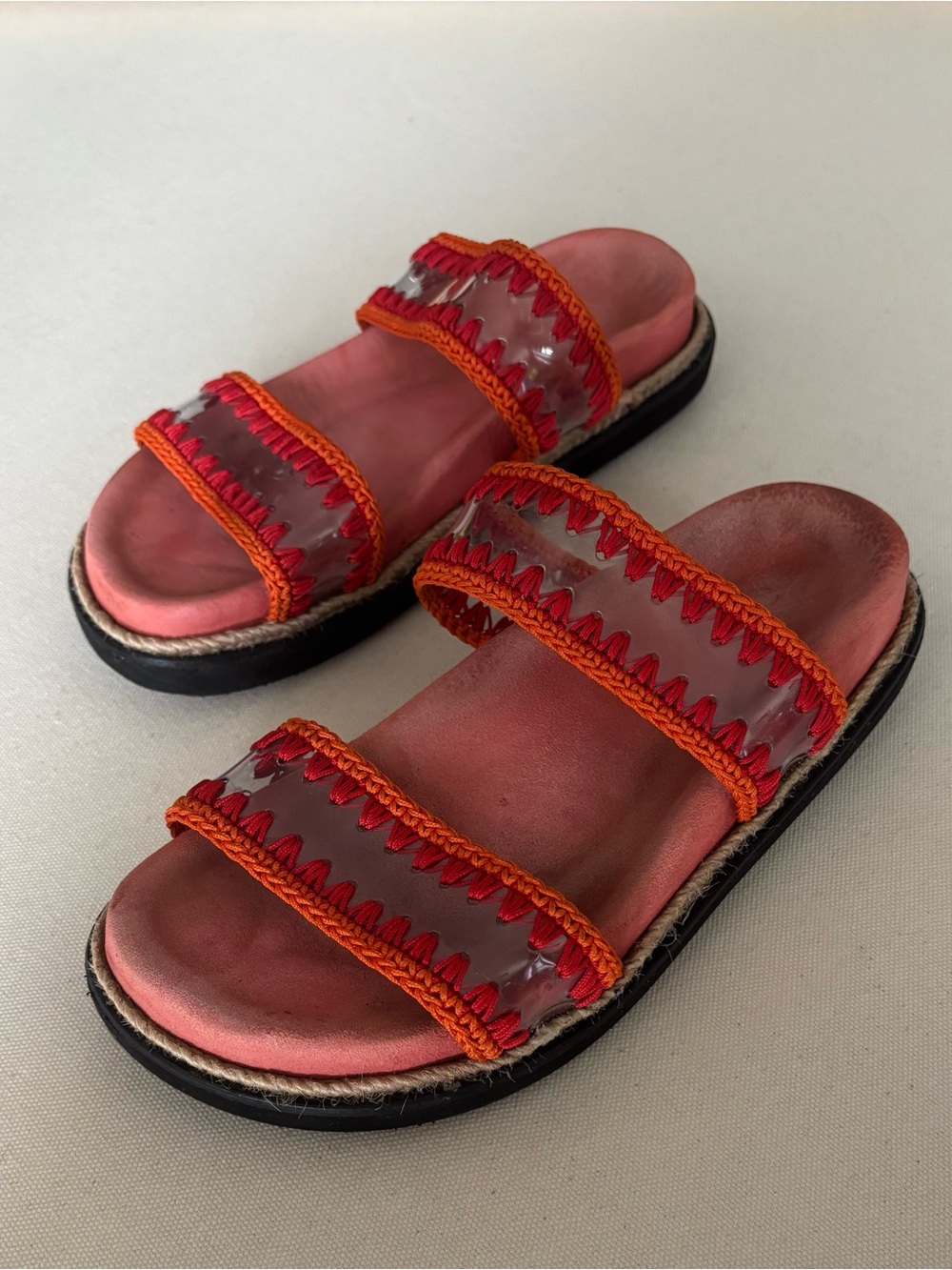 Castañer Zimba Orange Clear PVC Crochet Espadrille Sandals Size EU 37 US 6.5